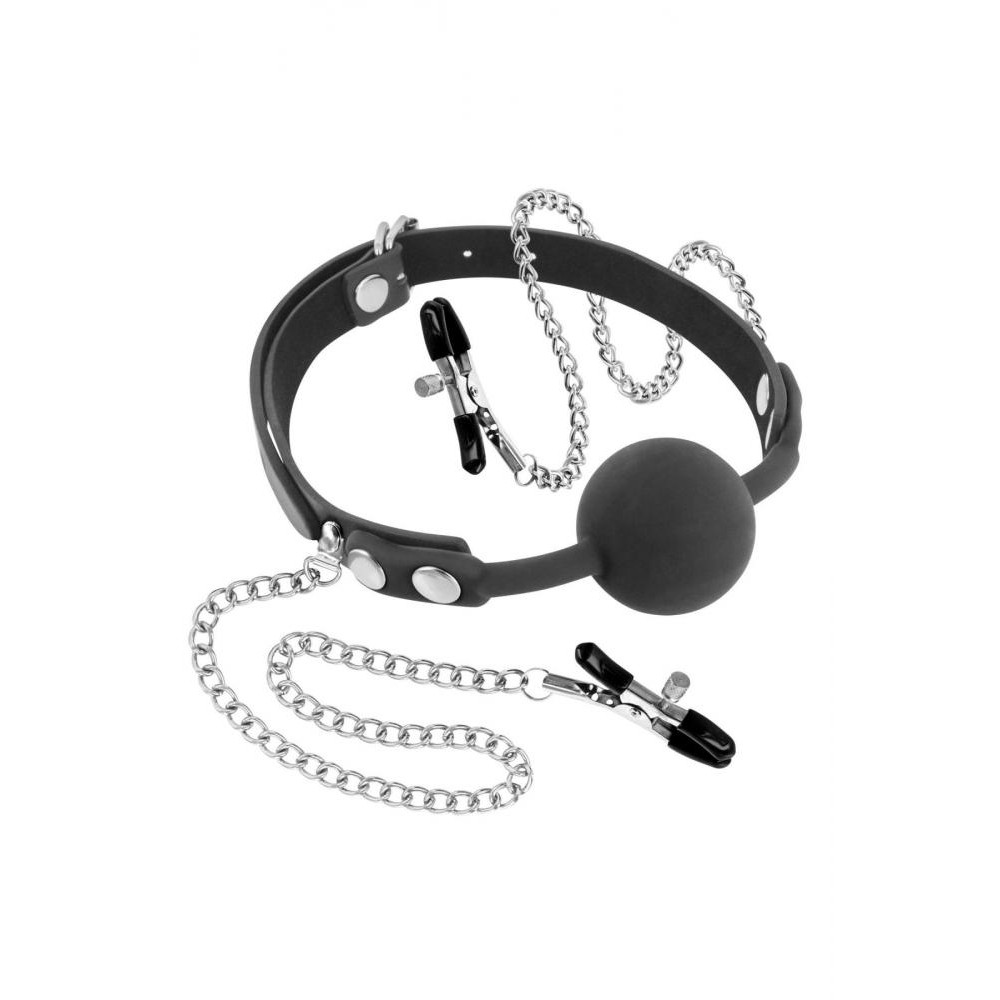 Fetish Tentation Gag Ball with Nipple Clamps (SO4036) - зображення 1