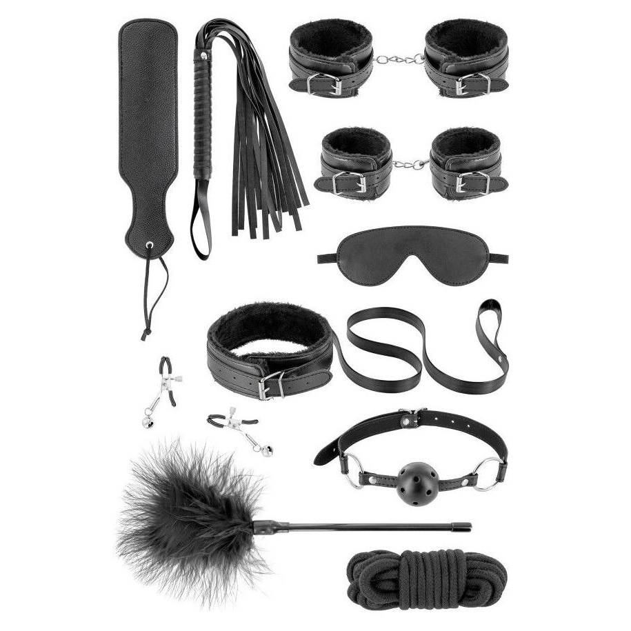 Fetish Tentation Бондажний набір  Enjoy Pain SM Bondage Box In Vegan Leather 10pcs, чорний - зображення 1