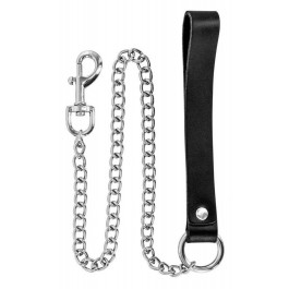   Fetish Tentation Повідець  Premium Metal Leash With Cowhide Leather Wrist 72см, чорний