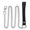 Fetish Tentation Повідець  Premium Metal Leash With Cowhide Leather Wrist 115см, чорний - зображення 1