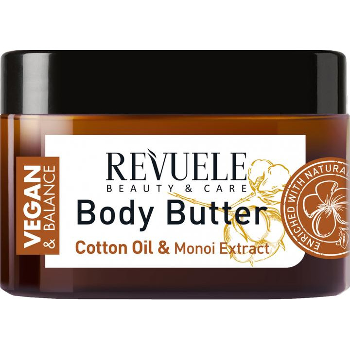 Revuele Батер для тіла  Vegan & Balance Body Butter Cotton Oil & Monoi Extract Бавовняна олія та екстракт мо - зображення 1