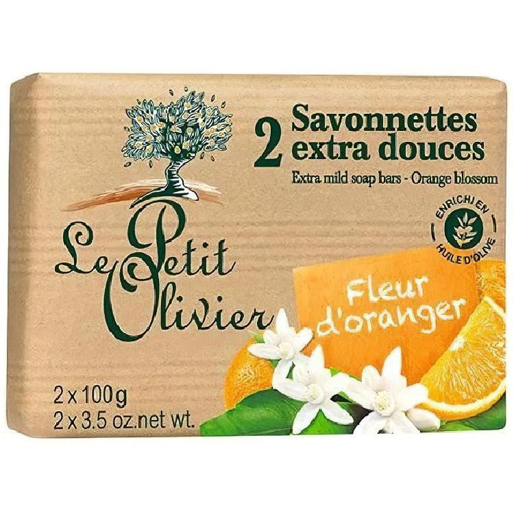 Le Petit Olivier Экстра нежное мыло  100% vegetal oils soap Апельсиновый цвет 2х100 г (3549620005035) - зображення 1