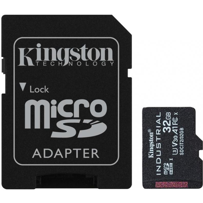 Kingston 32 GB microSDHC UHS-I (U3) V30 A1 Industrial + SD Adapter (SDCIT2/32GB) - зображення 1