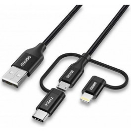   Choetech USB 2.0 AM to Lightning / Micro USB / USB Type-C 1.2m Black (IP0030-BK)