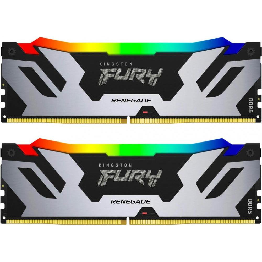 Kingston FURY 32 GB (2x16GB) DDR5 7200 MHz Renegade Silver/Black RGB (KF572C38RSAK2-32) - зображення 1