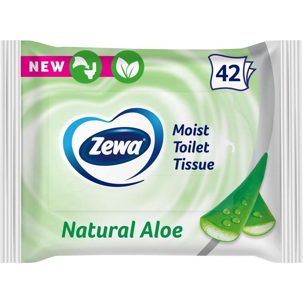 Zewa Бумага туалетная Moist Aloe Vera 42 шт влажная (7322540898934) - зображення 1