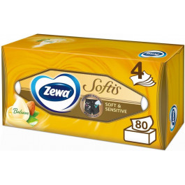   Zewa Серветки гігієнічні в коробці  Softis Soft&Sensitive 4 шари 80 шт. (7322540926279)