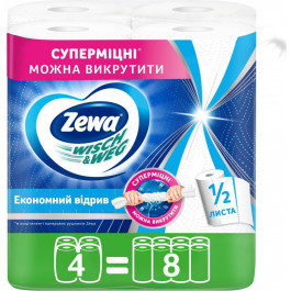   Zewa Бумажные полотенца Wisch Weg 2 слоя 4 рулона (7322541210841)