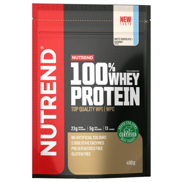 Nutrend 100% Whey Protein 400 g /13 servings/ White Chocolate & Coconut - зображення 1