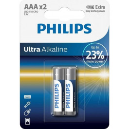   Philips AAA bat Alkaline 2шт Ultra Alkaline (LR03E2B/10)