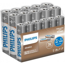   Philips AA+AAA bat Alkaline 10+6шт (LR036A16F/10)