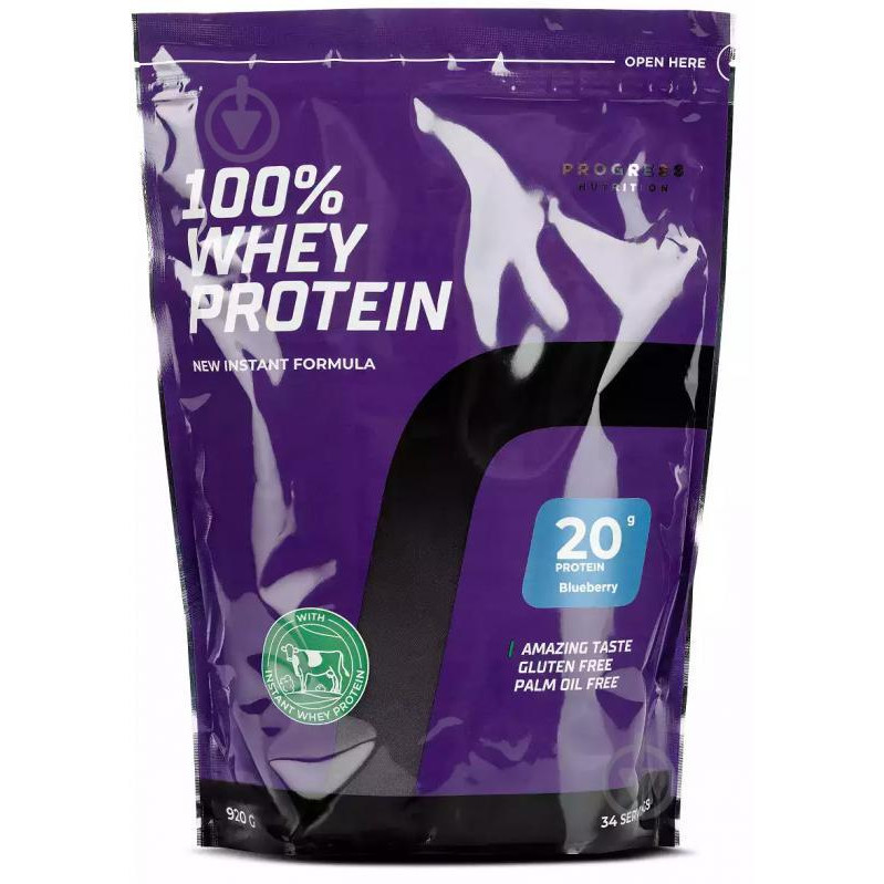 Progress Nutrition 100% Whey Protein New Instant Formula 920 g /34 servings/ Blueberry - зображення 1