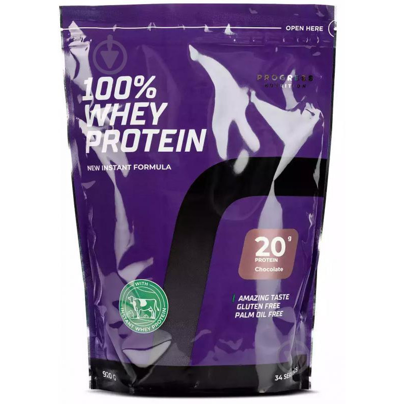 Progress Nutrition 100% Whey Protein New Instant Formula 920 g /34 servings/ Chocolate - зображення 1