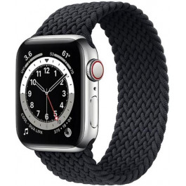   Apple Watch Series 6 LTE 40mm Silver Stainless Steel Case w. Charcoal Braided Solo Loop (M0DC3+M0DV3)