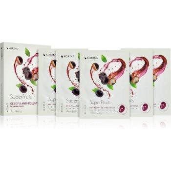 KORIKA SuperFruits Acai Berry - Set of 5 Anti-pollution Face Sheet Masks набір масок для обличчя за вигідно - зображення 1