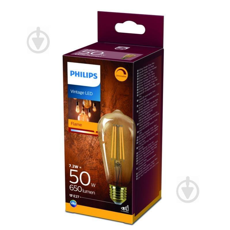 Philips LED FIL DIM ST64 7,2W E27 2000K (929002432166) - зображення 1