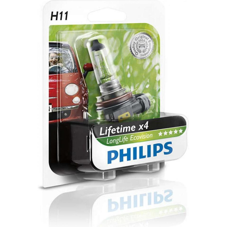 Philips H11 EcoVision LongLife 12V 55W (12362LLECOB1) - зображення 1