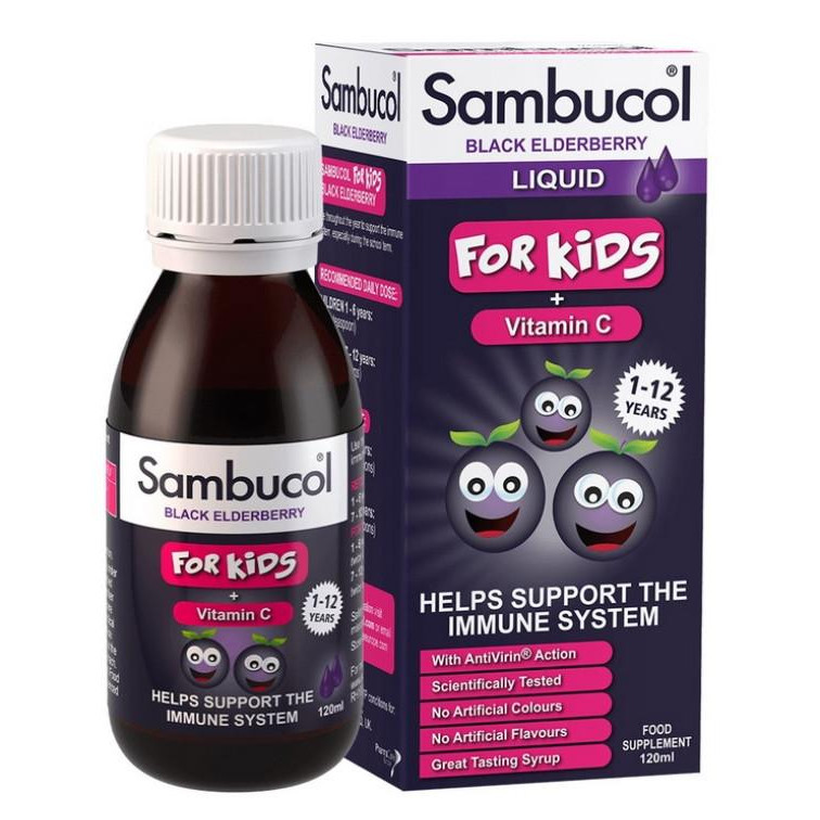 Sambucol Black Elderberry Liquid For Kids + Vitamin C 120мл - зображення 1