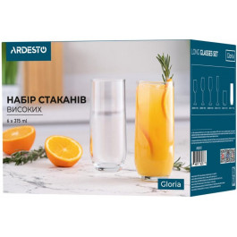   Ardesto Набір високих склянок  Gloria 315 мл 6 шт скло (AR2631GT)