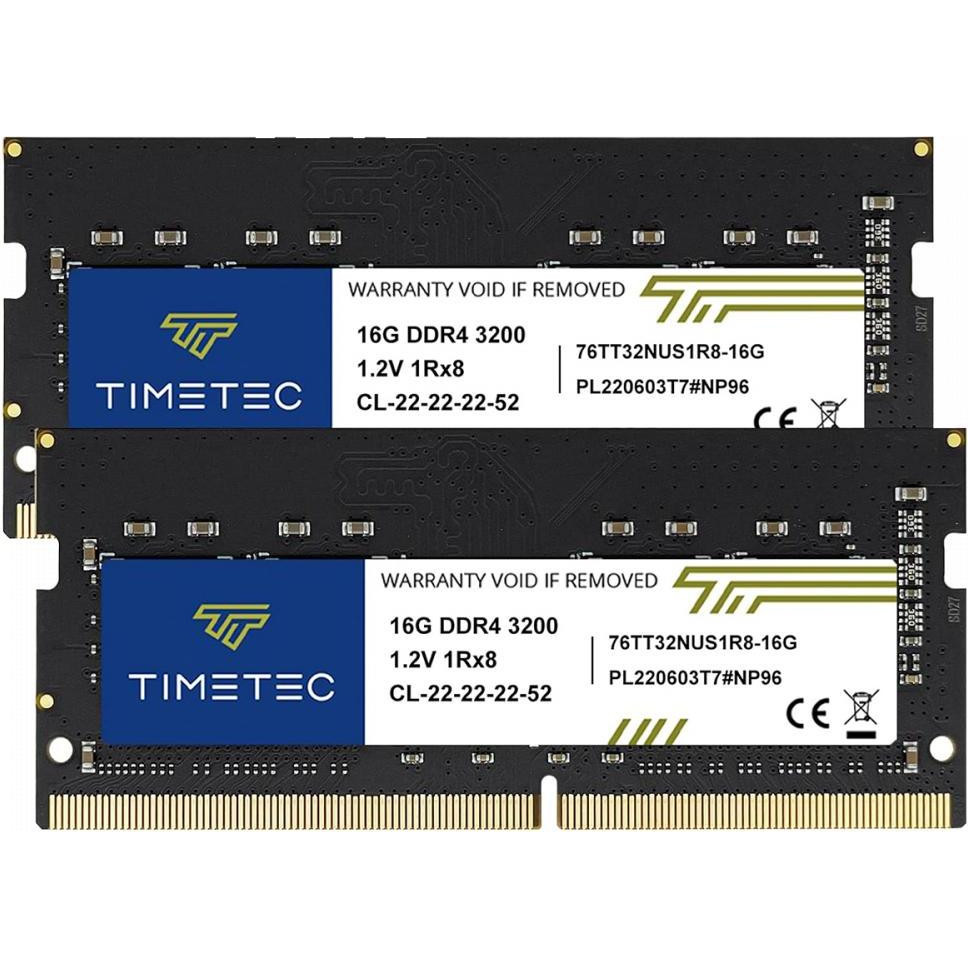 Timetec 32 GB (2x16GB) SO-DIMM DDR4 3200 MHz (76TT32NUS2R8-16G) - зображення 1