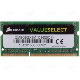   Corsair 8 GB SO-DIMM DDR3L 1600 MHz Value Select (CMSO8GX3M1C1600C11)