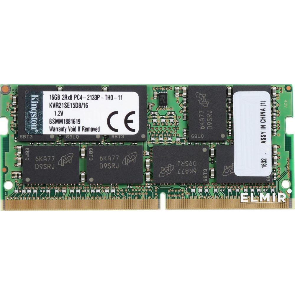 Kingston 16 GB SO-DIMM DDR4 2133 MHz (KVR21SE15D8/16) - зображення 1