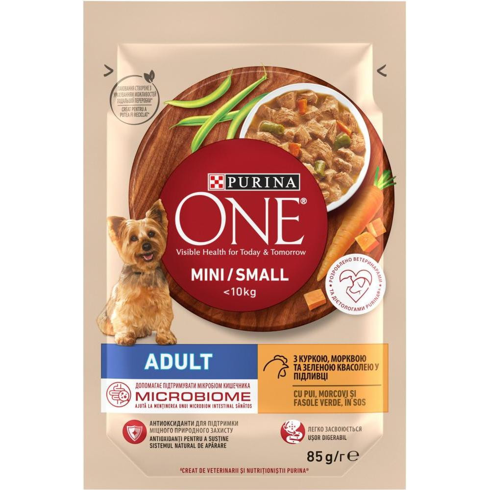 Purina One Adult Mini з куркою, морквою та зеленою квасолею 100 г (8445290298263) - зображення 1