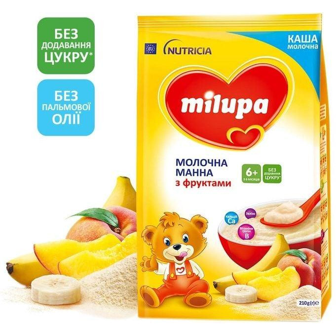 Milupa Каша молочная манная с фруктами 210 гр - зображення 1