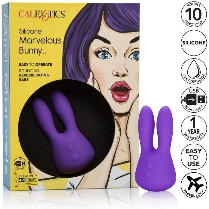 California Exotic Novelties Mini Marvels Silicone Marvelous Bunny, Фиолетовый (716770087577) - зображення 1