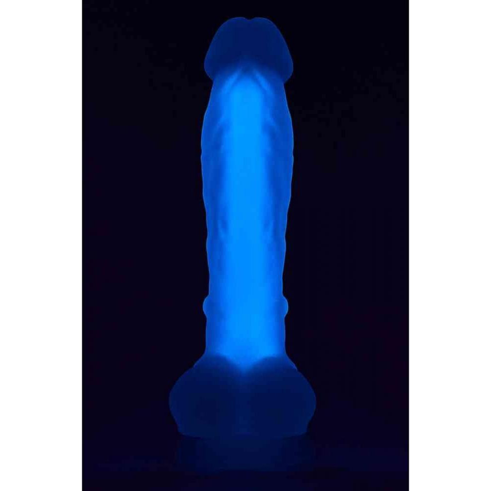 Dream toys RADIANT SOFT SILICONE GLOW IN THE DARK DILDO MEDIUM PURPLE (DT22047) - зображення 1