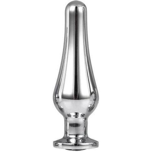 Dream toys Анальная пробка с прозрачным кристаллом Gleaming Love Medium Pleasure Plug, серебряная (872036510059 - зображення 1