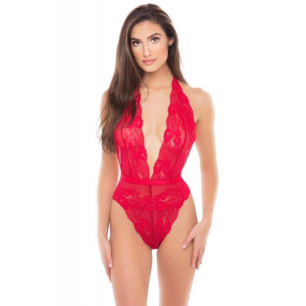 Rene Rofe Боді з відкритою спиною PLUNGE IN TEDDY RED, S/M (7550014REDSM) - зображення 1