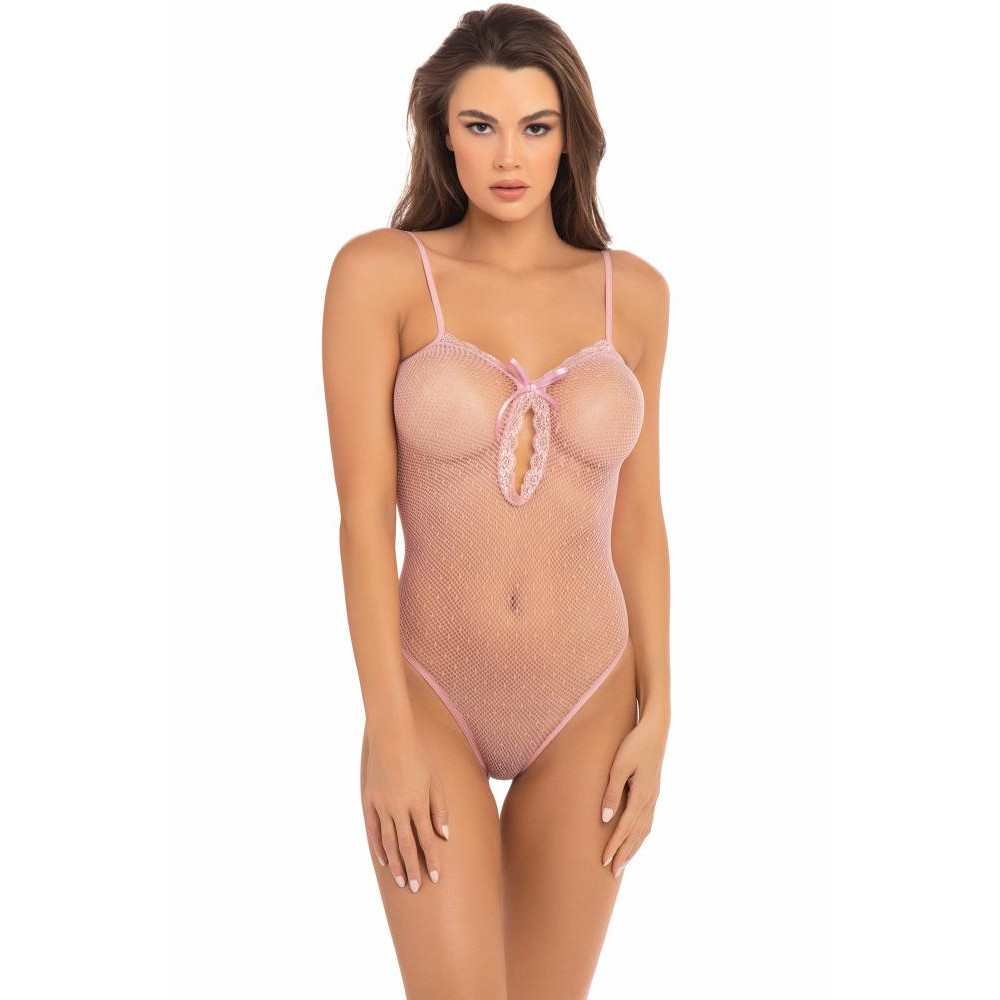 Rene Rofe Боди в сетку UNDONE SEE THROUGH BODYSUIT PINK, OS (757089ROSOS) - зображення 1