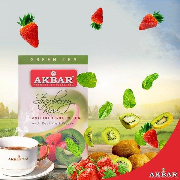 Akbar Чай зелений китайський  Strawberry Kiwi, 20х1.5 г (5014176014704) - зображення 1