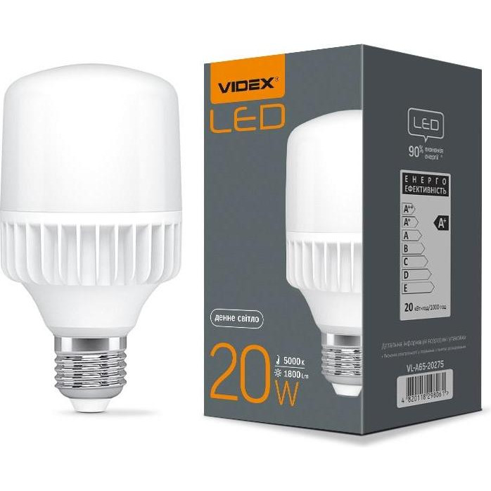 VIDEX LED A65 20W E27 5000K 220V (VL-A65-20275) - зображення 1