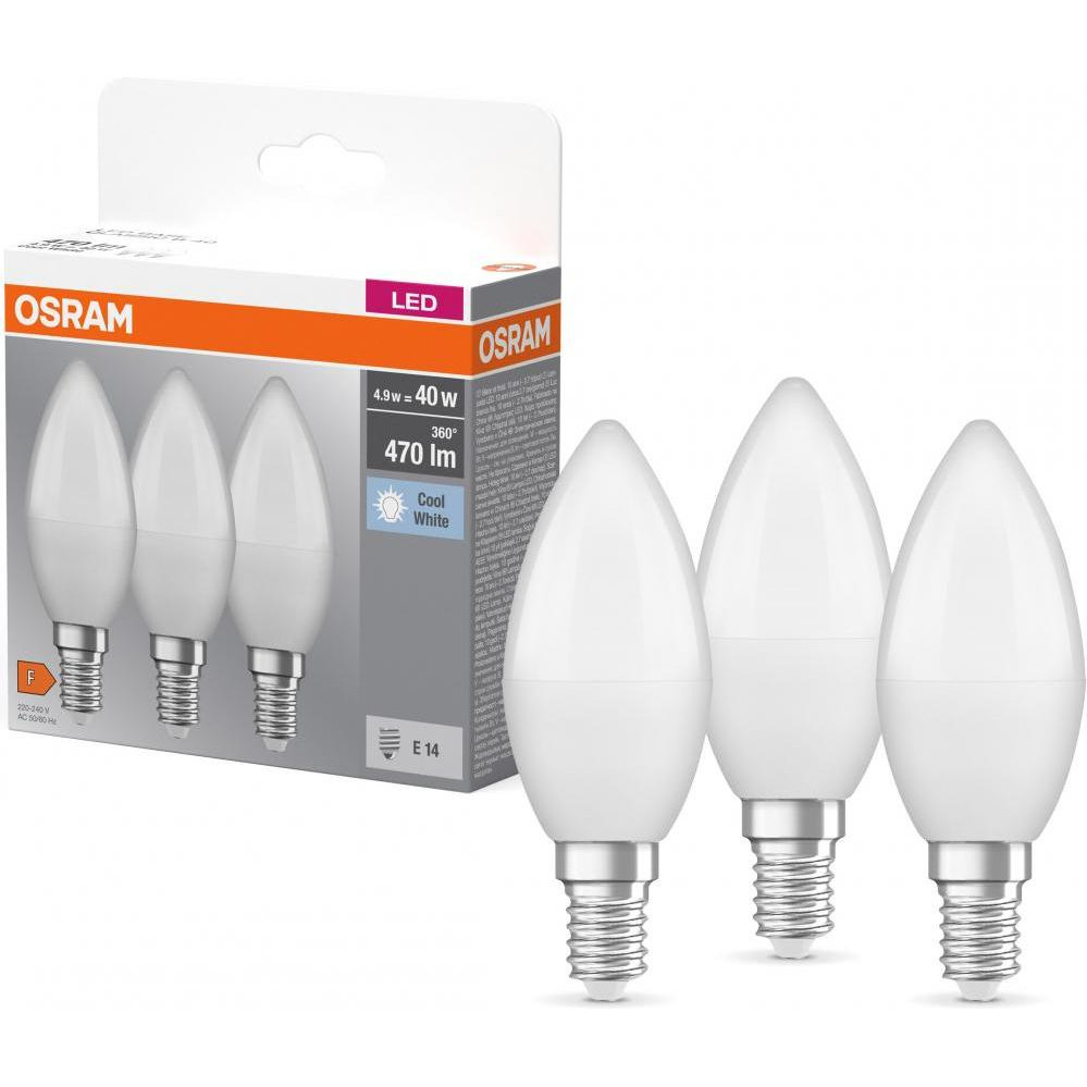 Osram LED Base B40 E14 4.9W 4000K 220V 3 шт (4058075429680) - зображення 1