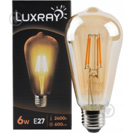   Luxray FIL 6 Вт ST64 прозора E27 220 В 2400 К LXF424-ST64-2706