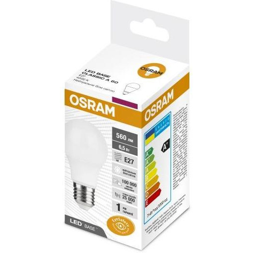 Osram LED Classic 6,5W A60 E27 220V 4000K (4058075628472) - зображення 1