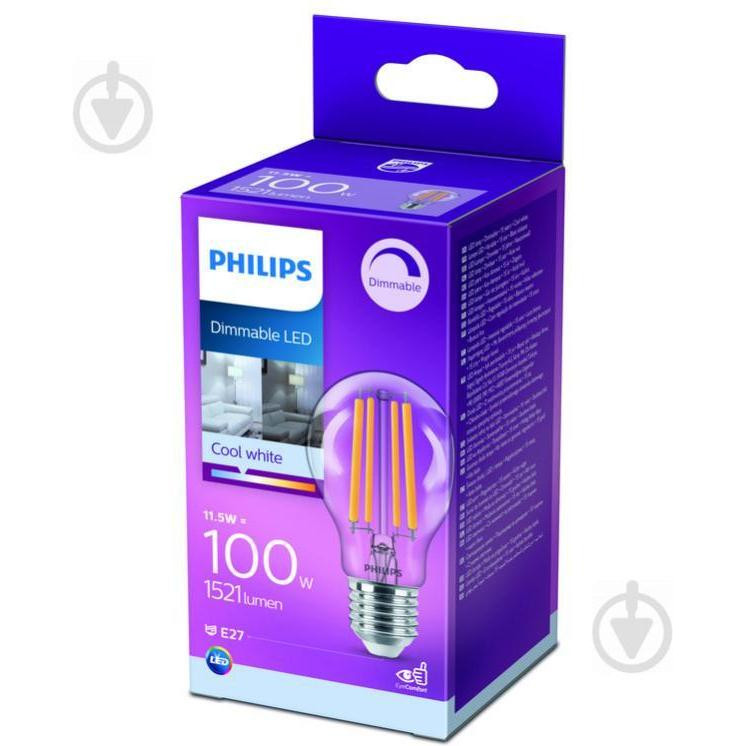 Philips LED FIL DIM A60 11,5W E27 4000K (929002428966) - зображення 1