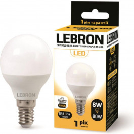   Lebron LED L-G45 8W Е14 4100K 700Lm (LEB 11-12-28)