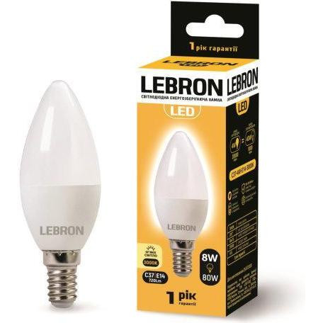 Lebron LED L-C37 8W E14 3000K 700Lm (LEB 11-13-27) - зображення 1