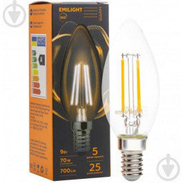   Emilight LED FIL CL C35 9 Вт E14 3000 К 220 В прозрачная (6983850558591)