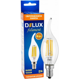   DeLux LED BL37B 4W tail 410Lm 4000K 220V E14 filament (90011686)