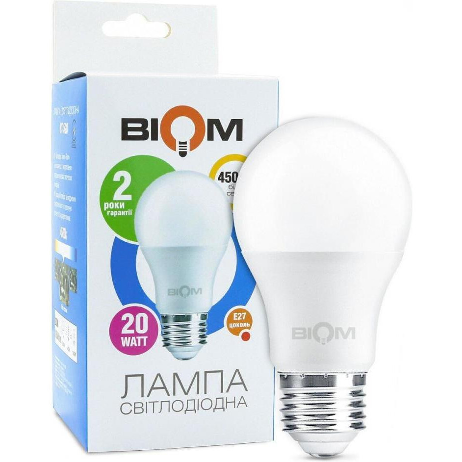 Biom LED BT-520 A80 20W E27 4500К - зображення 1