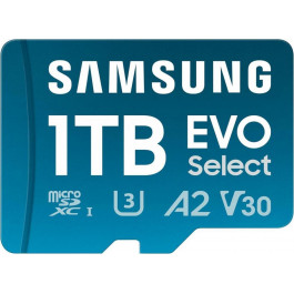   Samsung 1 TB microSDXC UHS-I U3 V30 A2 EVO Select + SD Adapter (MB-ME1T0SA)