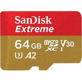   SanDisk 64 GB microSDXC UHS-I Extreme A2 + SD adapter (SDSQXAH-064G-GN6AA)