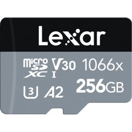   Lexar 256 GB microSDXC UHS-I U3 V30 A2 Professional 1066x SILVER + SD adapter LMS1066256G-BNANG