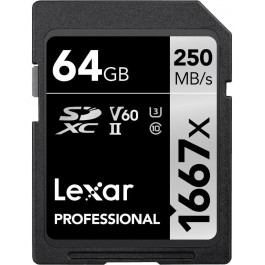   Lexar 64 GB SDXC UHS-II U3 V60 Professional 1667x LSD64GCB1667