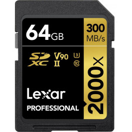   Lexar 64 GB SDXC UHS-II U3 Professional 2000x LSD2000064G-BNNNG