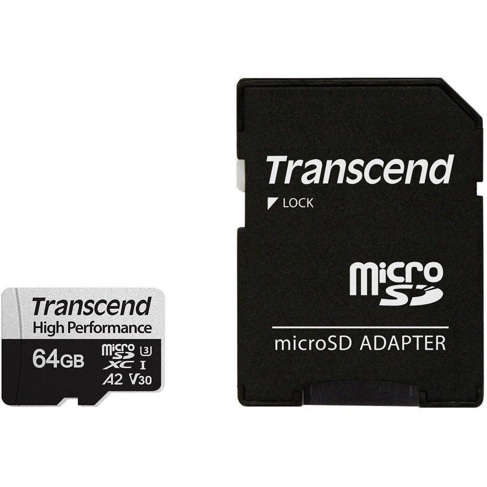 Transcend 64 GB microSDXC Class 10 UHS-I U3 330S + SD Adapter TS64GUSD330S - зображення 1